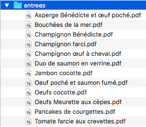 Liste des recettes d'entrées