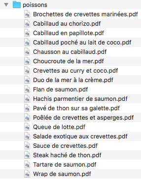 Liste des recettes de plats (poisson)
