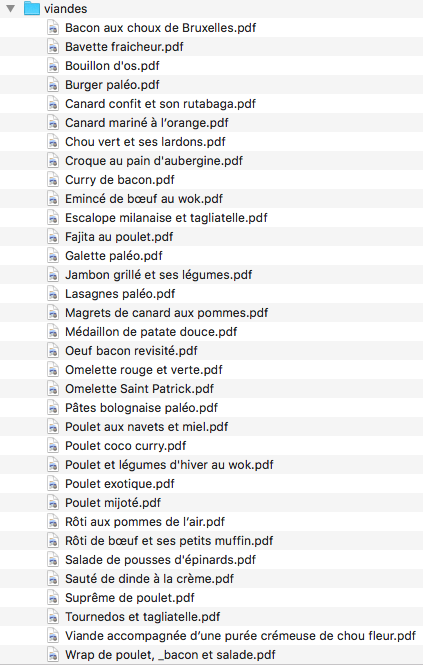 Liste des recettes de plats (viande)